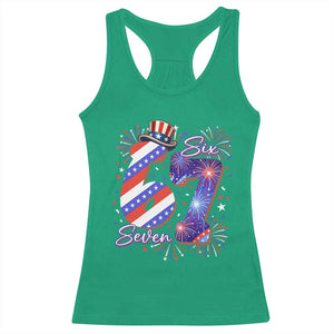 Patriotic Six Seven Racerback Tank Top Red White And Blue Fireworks Graphic