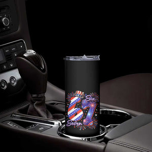 Patriotic Six Seven Skinny Tumbler Red White And Blue Fireworks Graphic