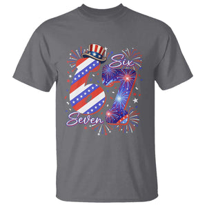 Patriotic Six Seven T Shirt Red White And Blue Fireworks Graphic