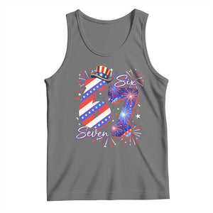 Patriotic Six Seven Tank Top Red White And Blue Fireworks Graphic