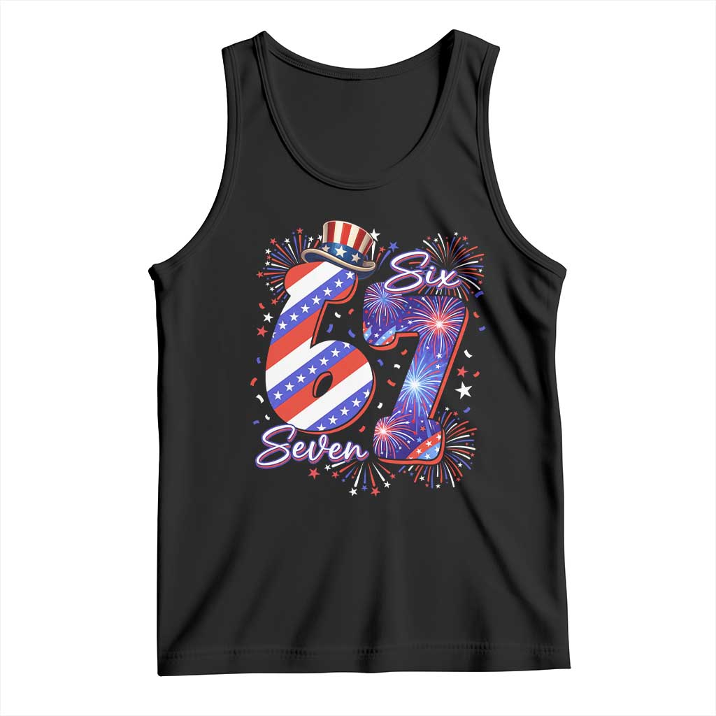 Patriotic Six Seven Tank Top Red White And Blue Fireworks Graphic