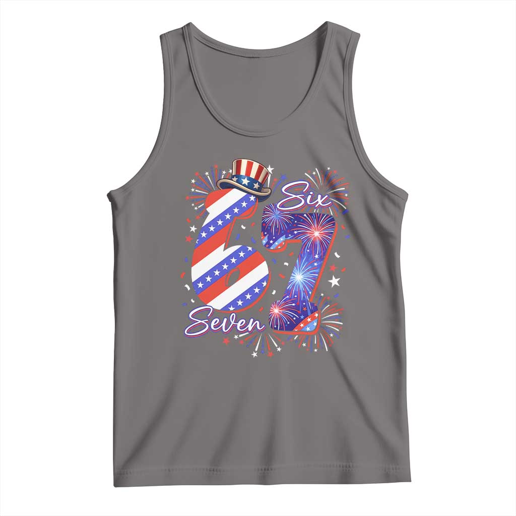 Patriotic Six Seven Tank Top Red White And Blue Fireworks Graphic