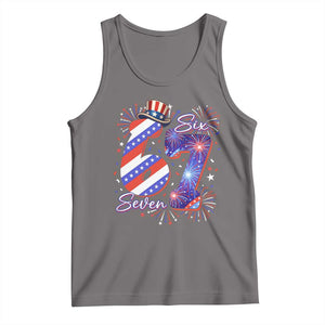 Patriotic Six Seven Tank Top Red White And Blue Fireworks Graphic