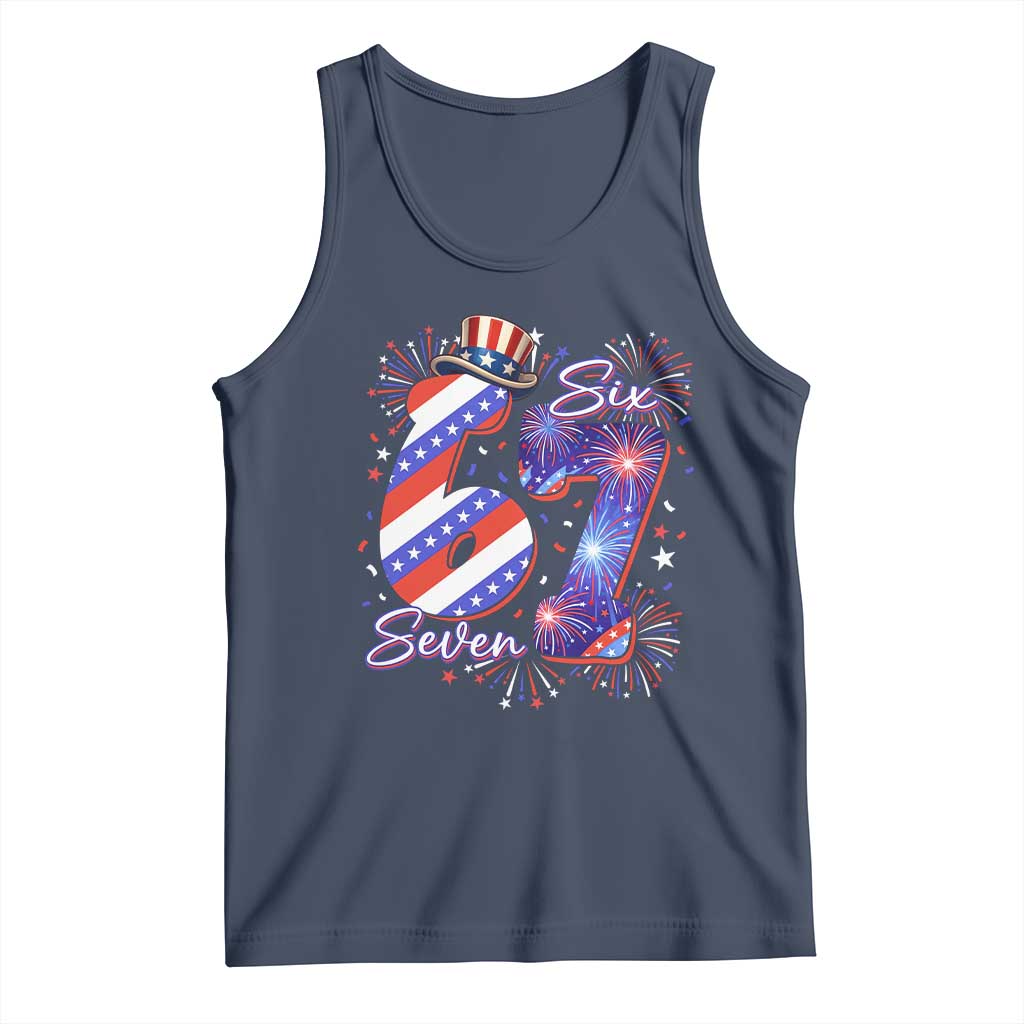 Patriotic Six Seven Tank Top Red White And Blue Fireworks Graphic