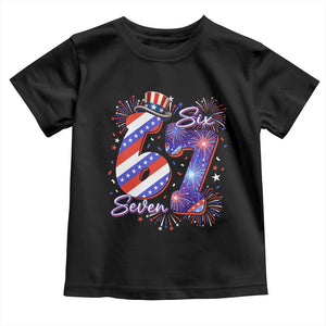 Patriotic Six Seven Toddler T Shirt Red White And Blue Fireworks Graphic