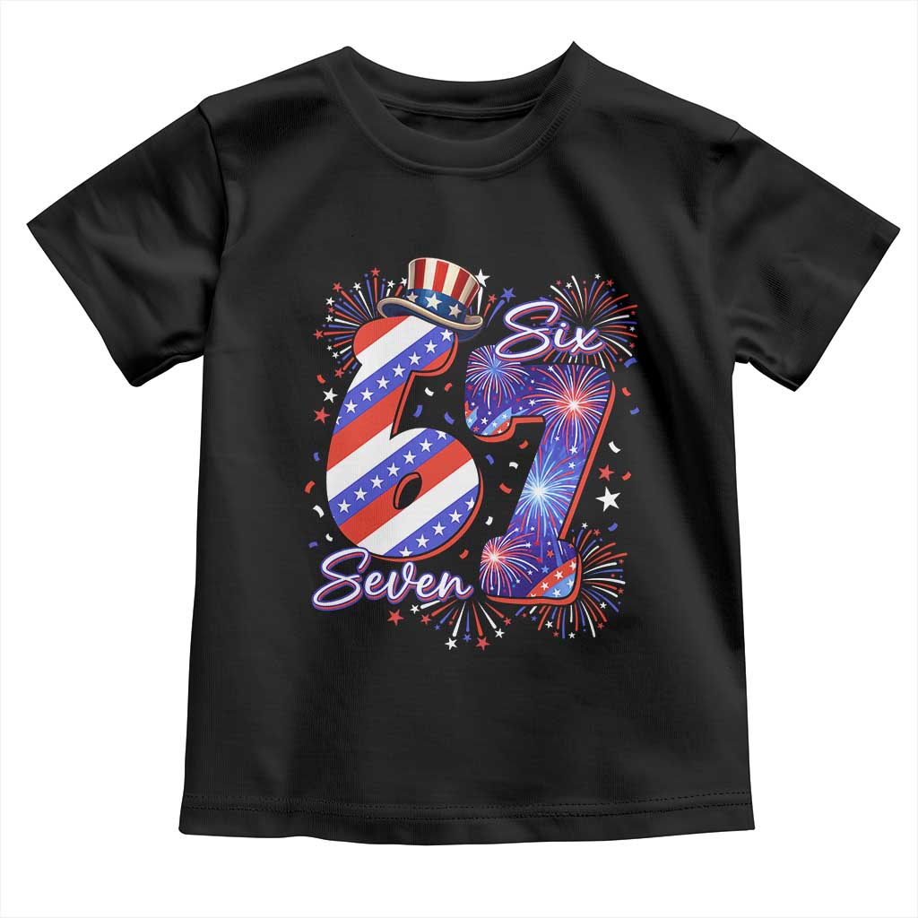 Patriotic Six Seven Toddler T Shirt Red White And Blue Fireworks Graphic TS12 Black Print Your Wear