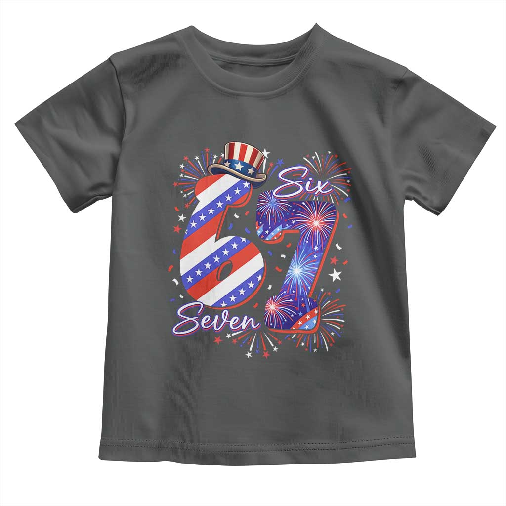 Patriotic Six Seven Toddler T Shirt Red White And Blue Fireworks Graphic
