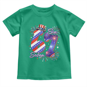 Patriotic Six Seven Toddler T Shirt Red White And Blue Fireworks Graphic