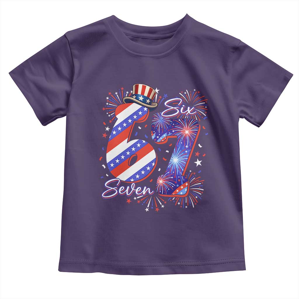 Patriotic Six Seven Toddler T Shirt Red White And Blue Fireworks Graphic
