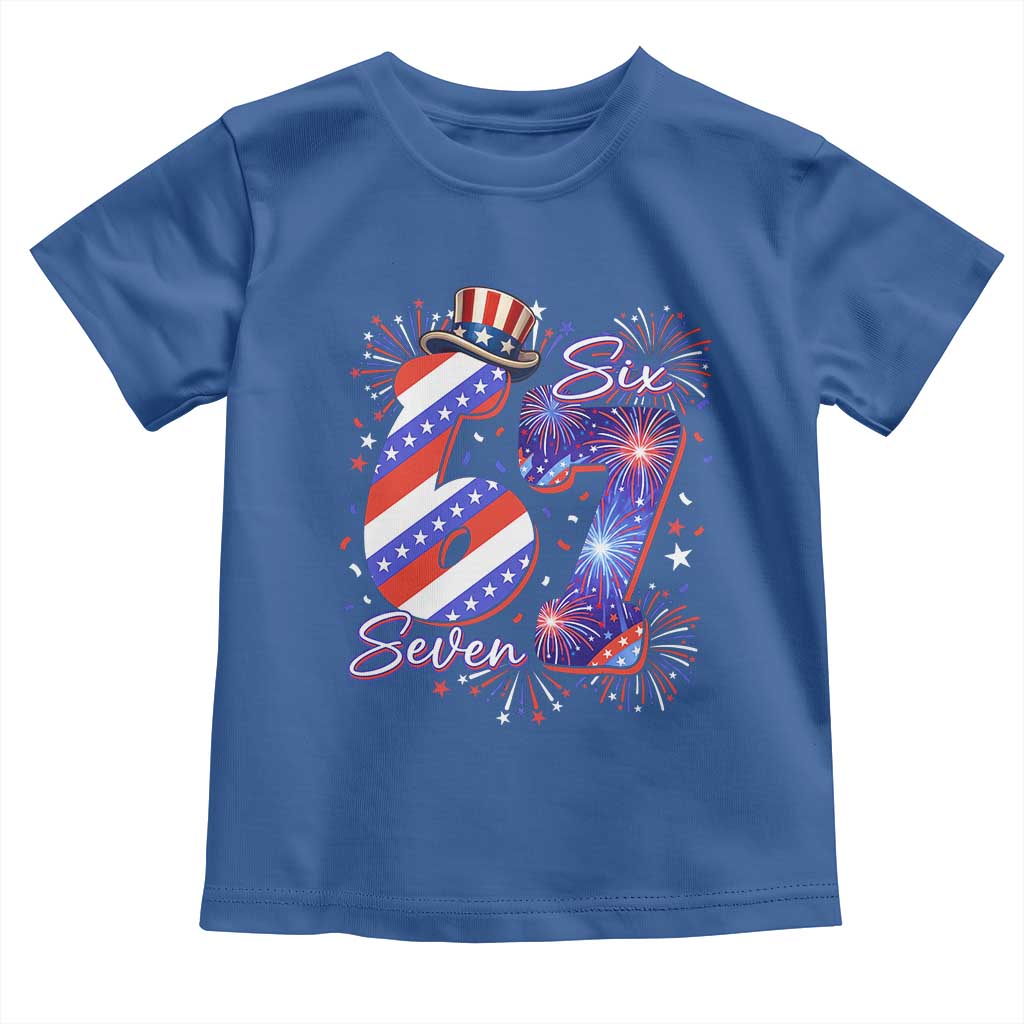 Patriotic Six Seven Toddler T Shirt Red White And Blue Fireworks Graphic