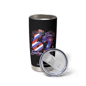 Patriotic Six Seven Tumbler Cup Red White And Blue Fireworks Graphic