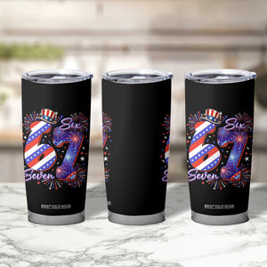 Patriotic Six Seven Tumbler Cup Red White And Blue Fireworks Graphic