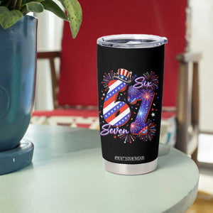 Patriotic Six Seven Tumbler Cup Red White And Blue Fireworks Graphic