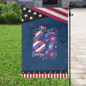 Funny Six Seven Patriotic Garden Flag Red White And Blue Fireworks Graphic