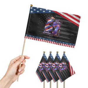 Funny Six Seven Patriotic Handheld Flag Red White And Blue Fireworks Graphic