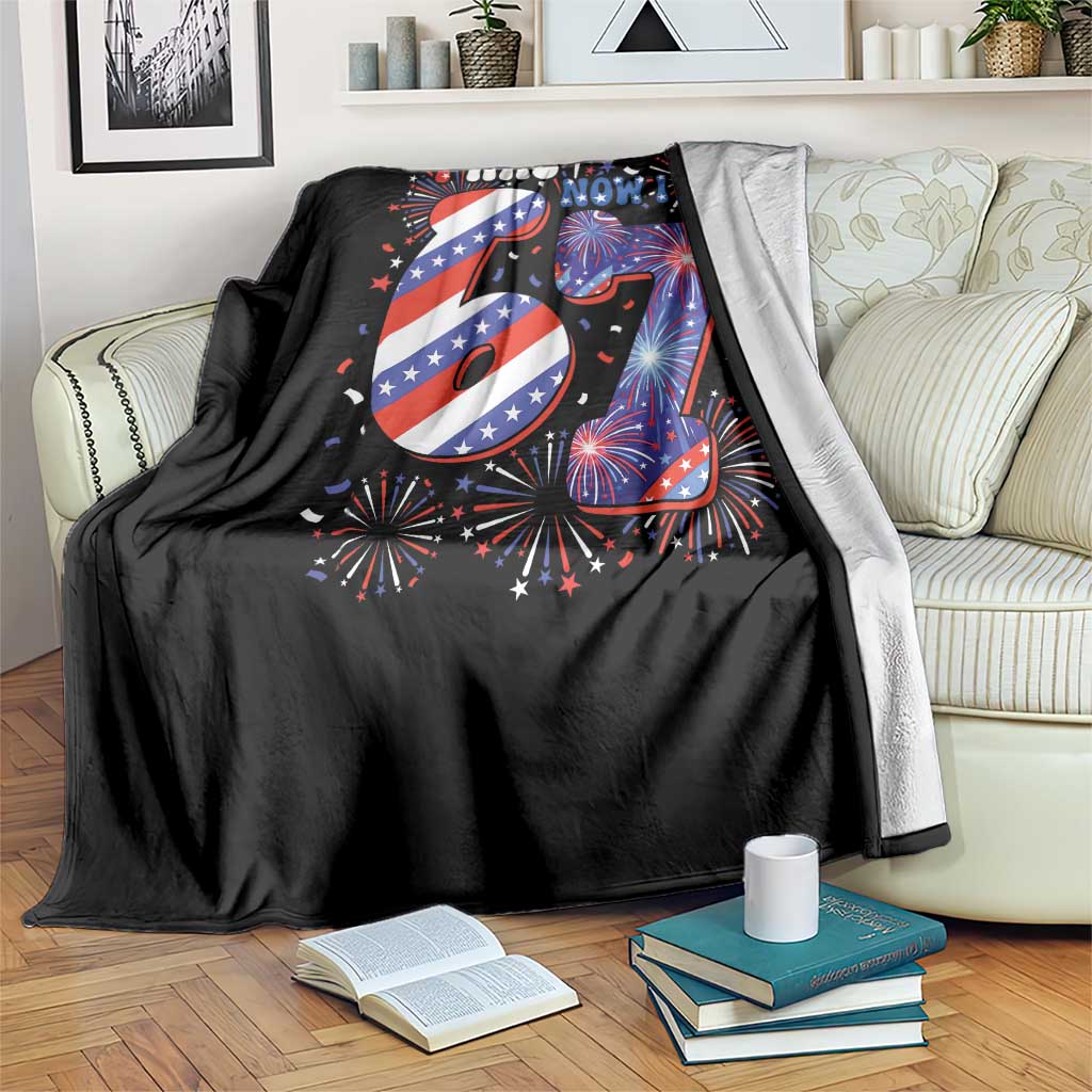 I Was Six Now I Am Seven Throw Blanket Patriotic 7th Birthday Gift