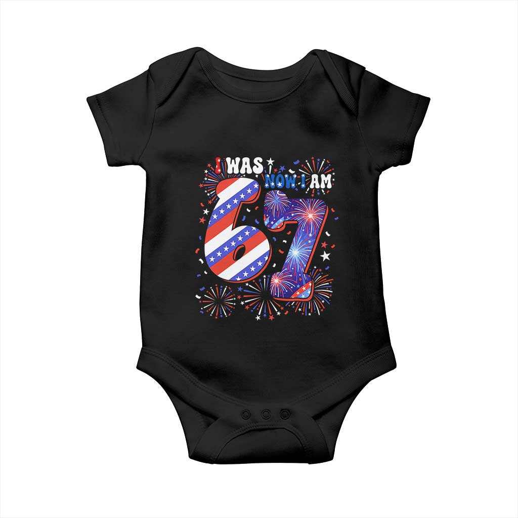 I Was Six Now I Am Seven Baby Onesie Patriotic 7th Birthday Gift