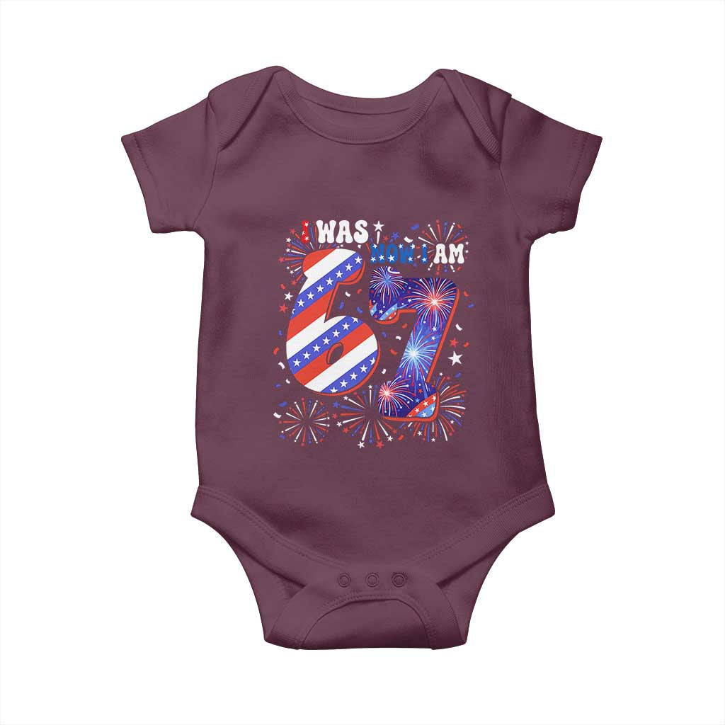 I Was Six Now I Am Seven Baby Onesie Patriotic 7th Birthday Gift