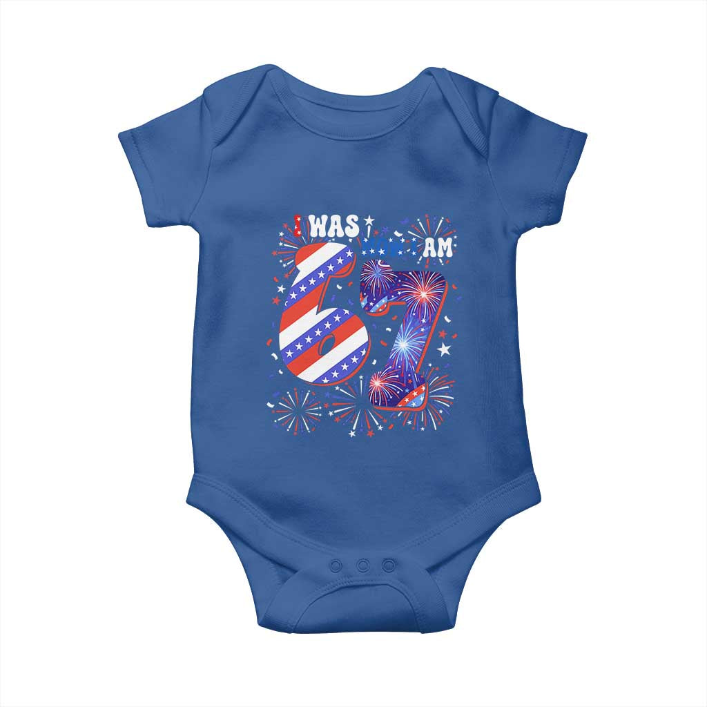 I Was Six Now I Am Seven Baby Onesie Patriotic 7th Birthday Gift