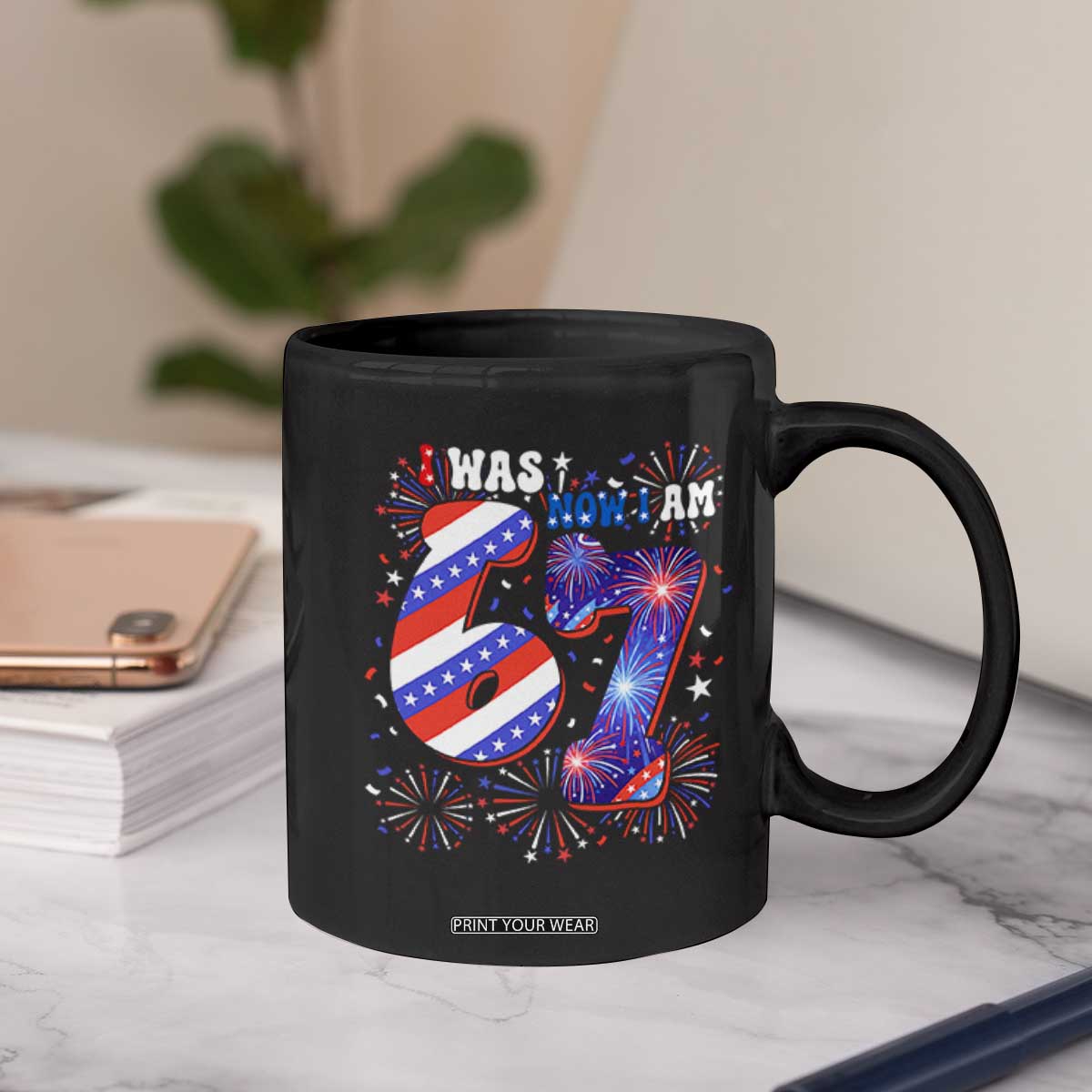 I Was Six Now I Am Seven Coffee Mug Patriotic 7th Birthday Gift