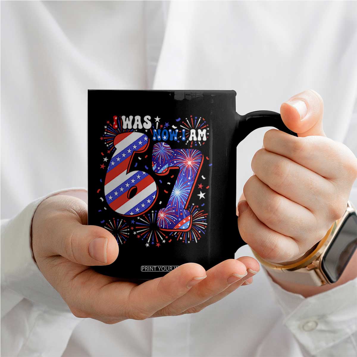 I Was Six Now I Am Seven Coffee Mug Patriotic 7th Birthday Gift