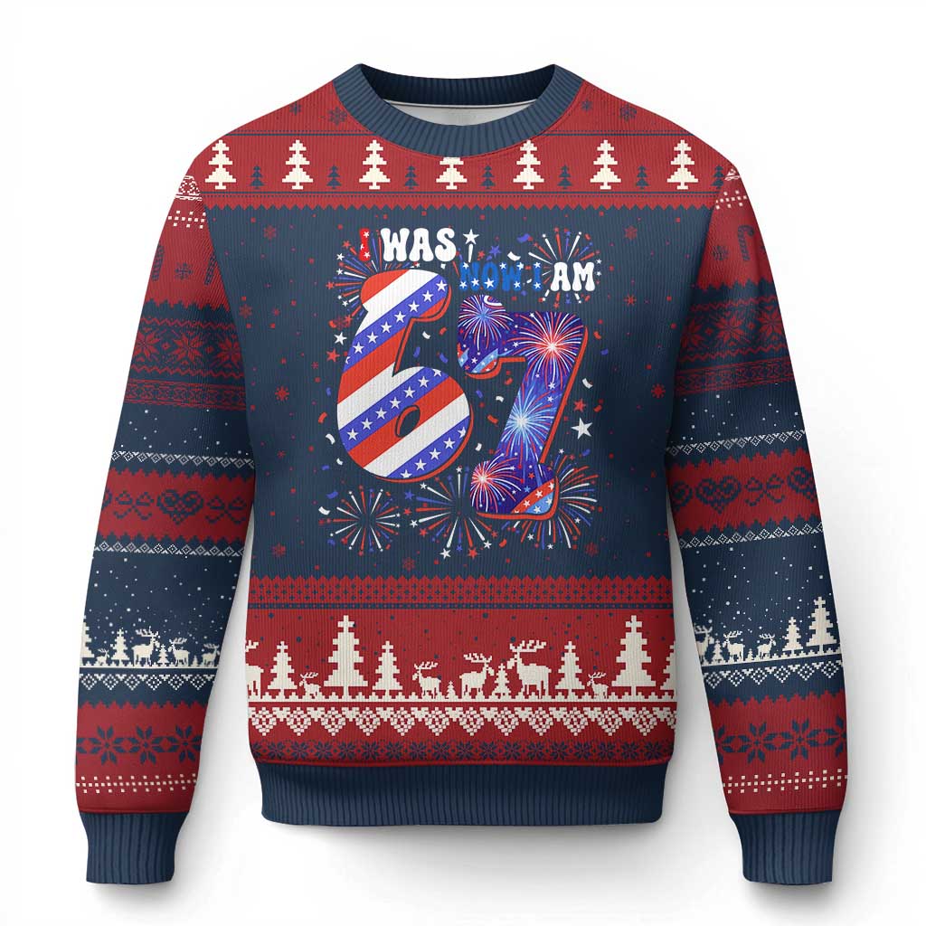 I Was Six Now I Am Seven Ugly Christmas Sweater Patriotic 7th Birthday Gift TS12 Navy Red Print Your Wear