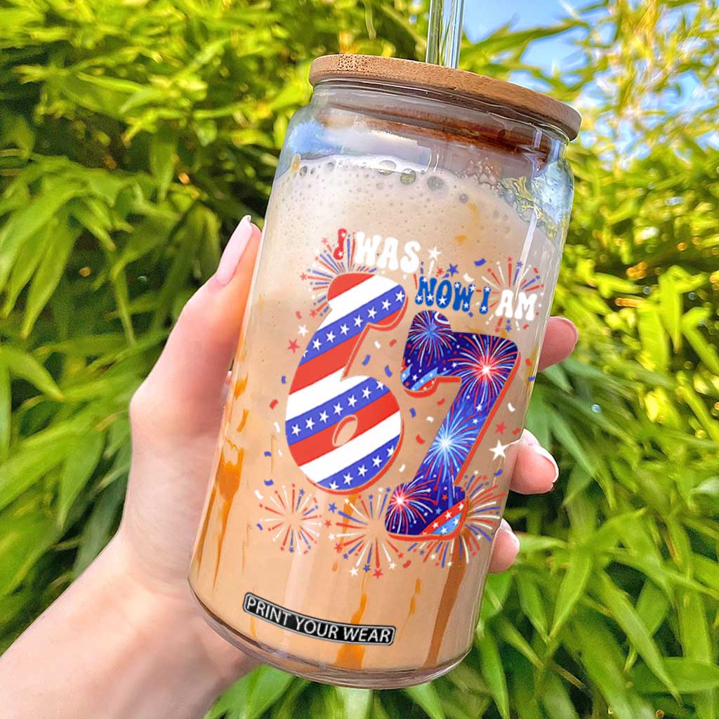 I Was Six Now I Am Seven Glass Can Patriotic 7th Birthday Gift