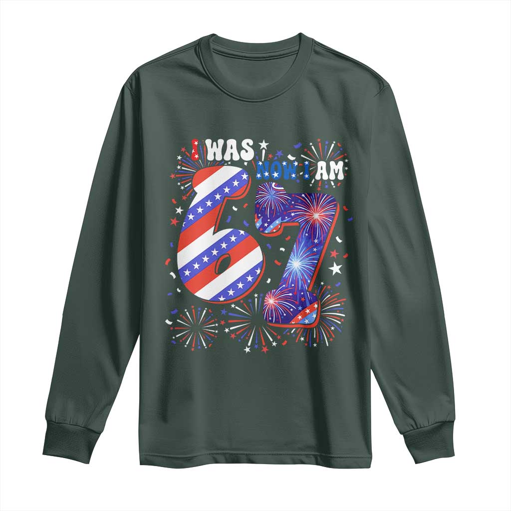 I Was Six Now I Am Seven Long Sleeve Shirt Patriotic 7th Birthday Gift
