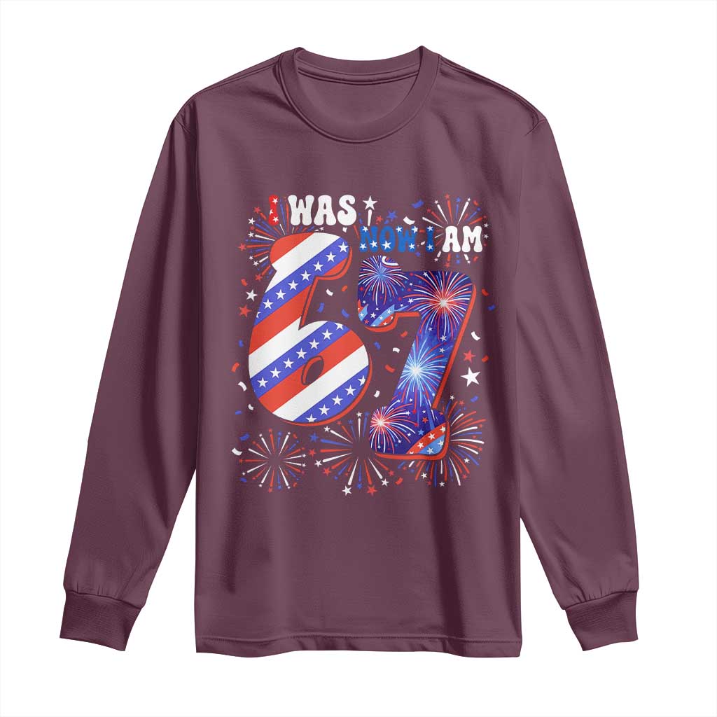 I Was Six Now I Am Seven Long Sleeve Shirt Patriotic 7th Birthday Gift