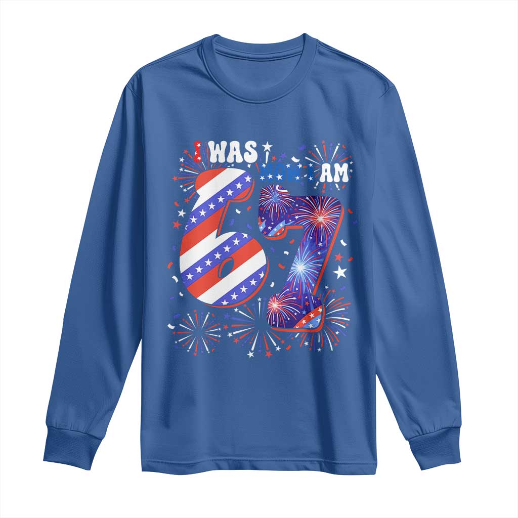 I Was Six Now I Am Seven Long Sleeve Shirt Patriotic 7th Birthday Gift
