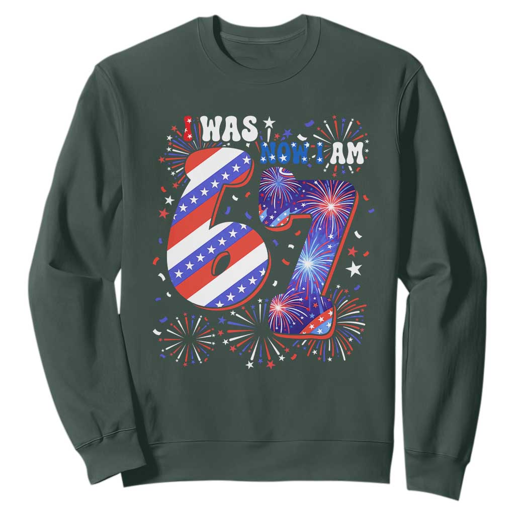 I Was Six Now I Am Seven Sweatshirt Patriotic 7th Birthday Gift