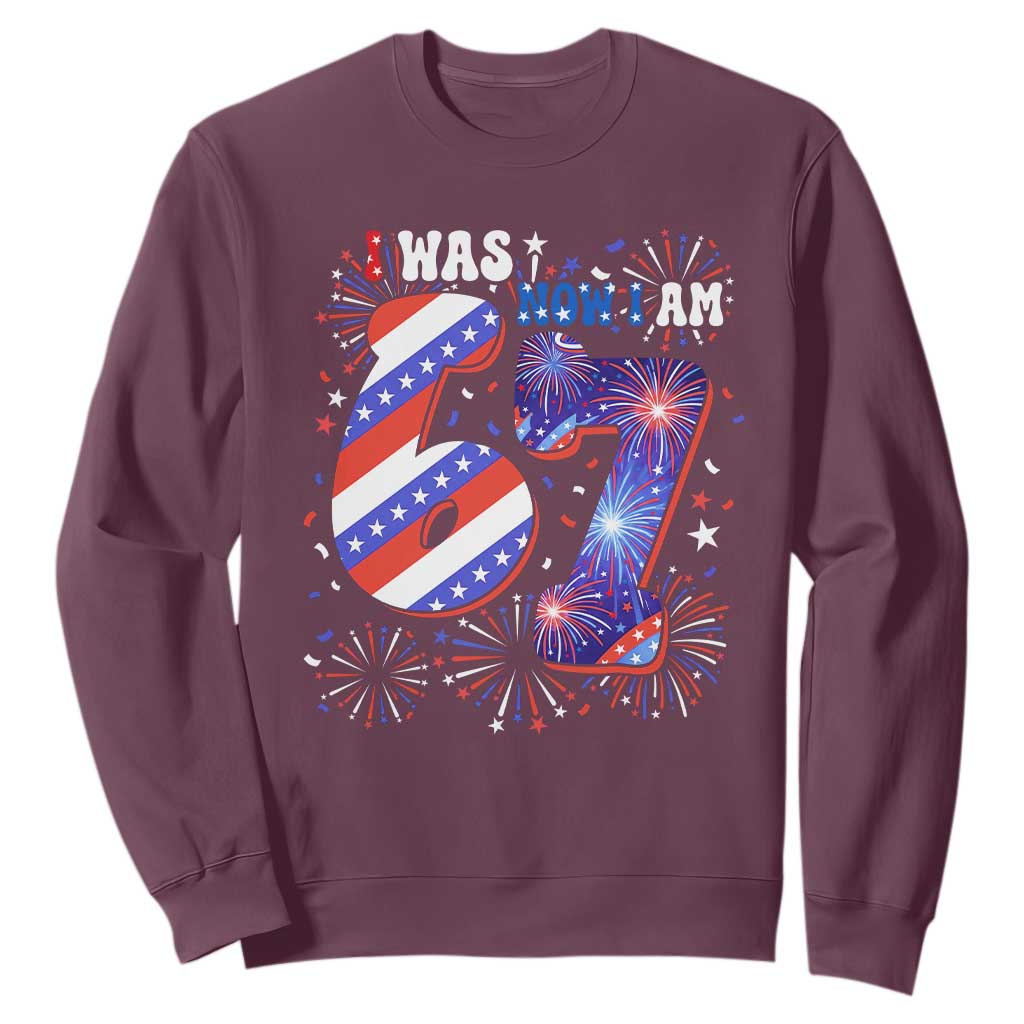I Was Six Now I Am Seven Sweatshirt Patriotic 7th Birthday Gift