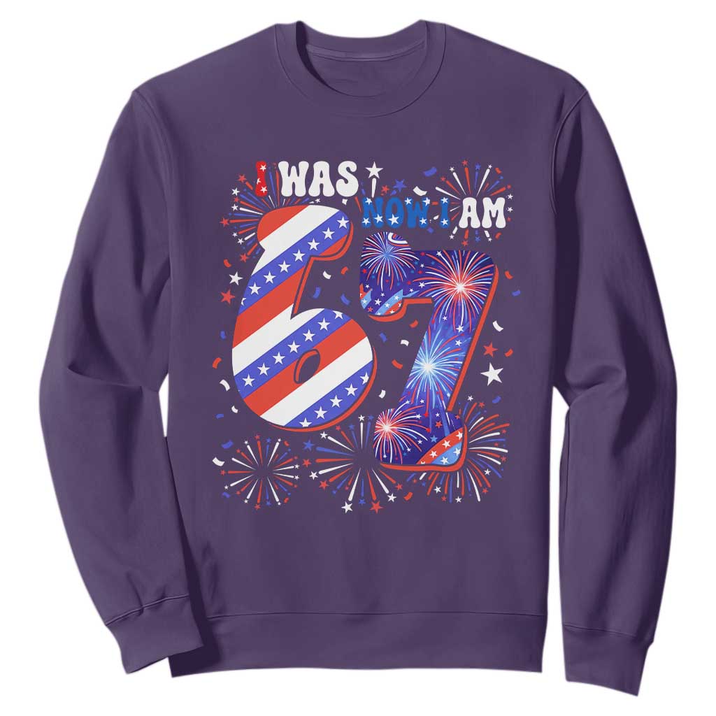 I Was Six Now I Am Seven Sweatshirt Patriotic 7th Birthday Gift