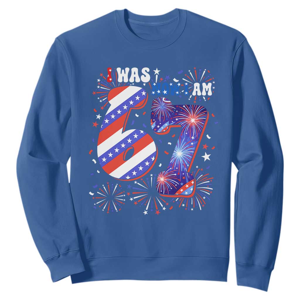 I Was Six Now I Am Seven Sweatshirt Patriotic 7th Birthday Gift