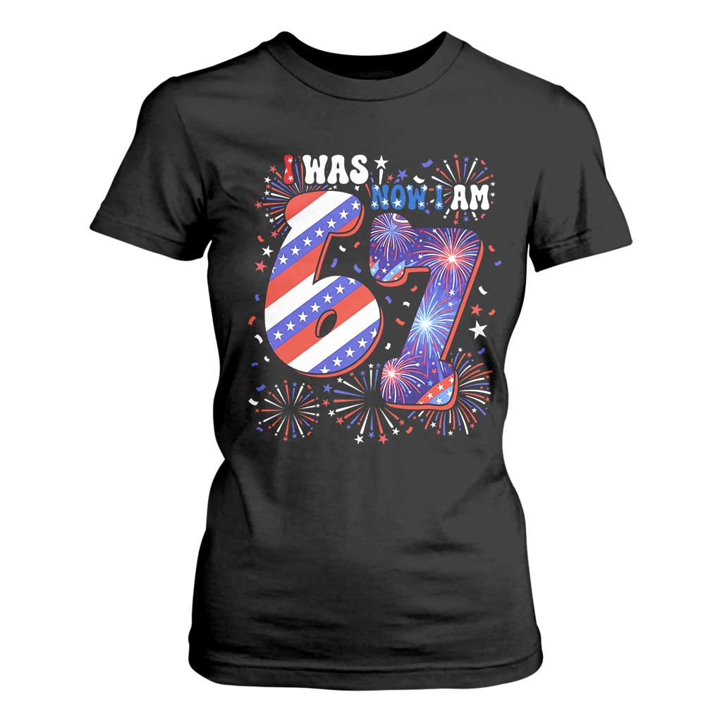 I Was Six Now I Am Seven T Shirt For Women Patriotic 7th Birthday Gift