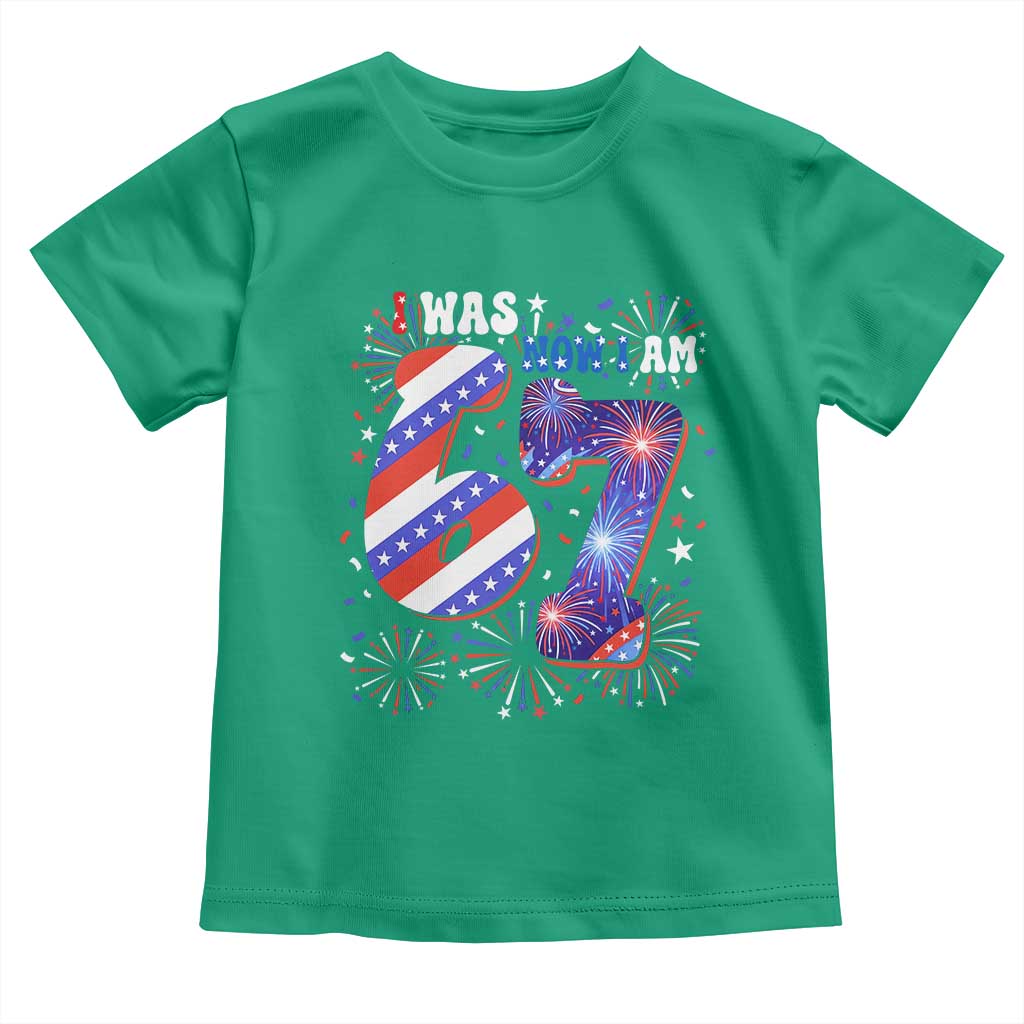 I Was Six Now I Am Seven Toddler T Shirt Patriotic 7th Birthday Gift
