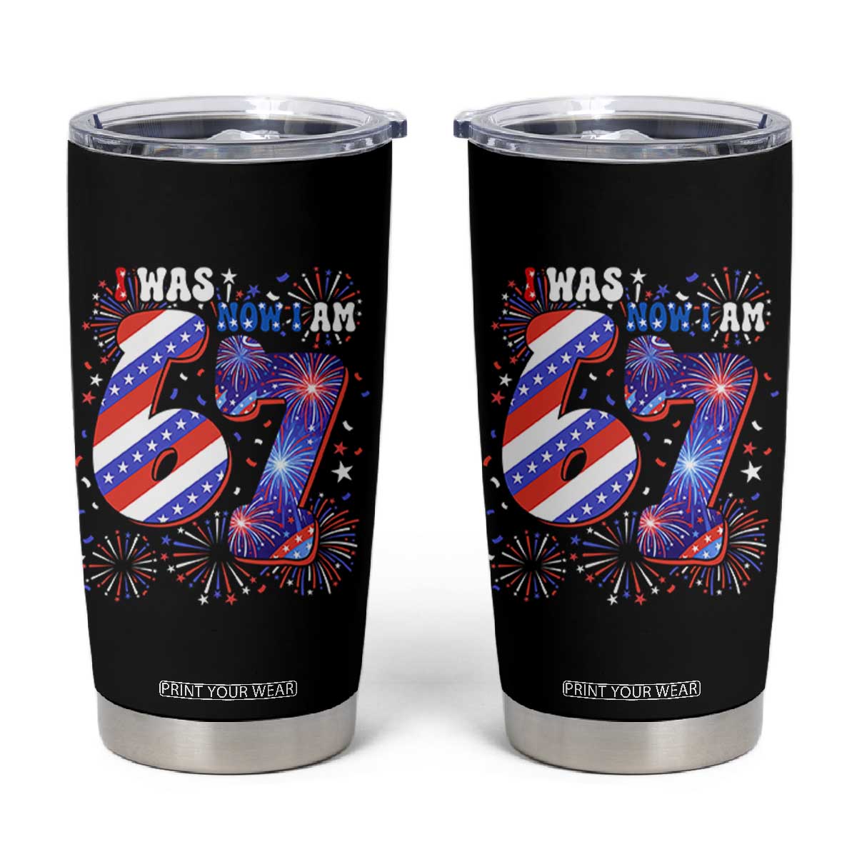 I Was Six Now I Am Seven Tumbler Cup Patriotic 7th Birthday Gift