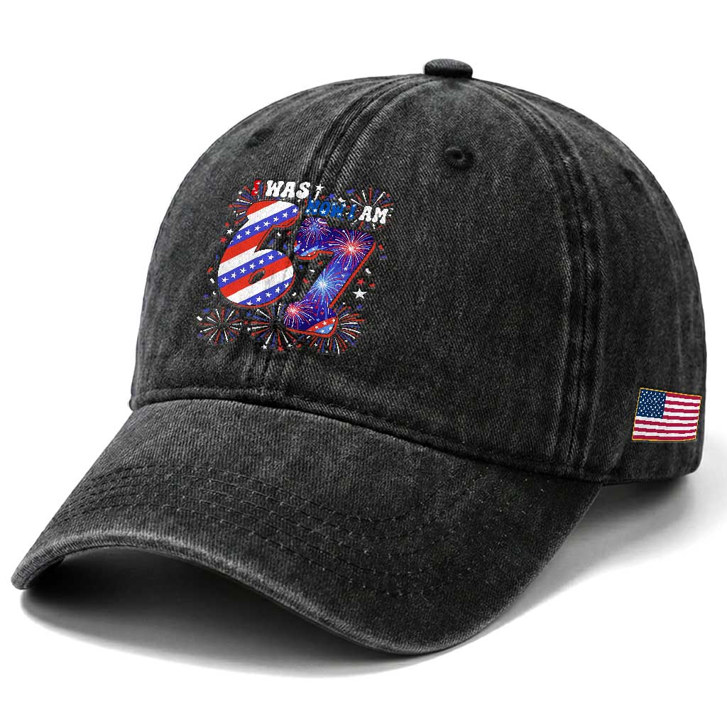 I Was Six Now I Am Seven Washed Cotton Baseball Cap Patriotic 7th Birthday Gift
