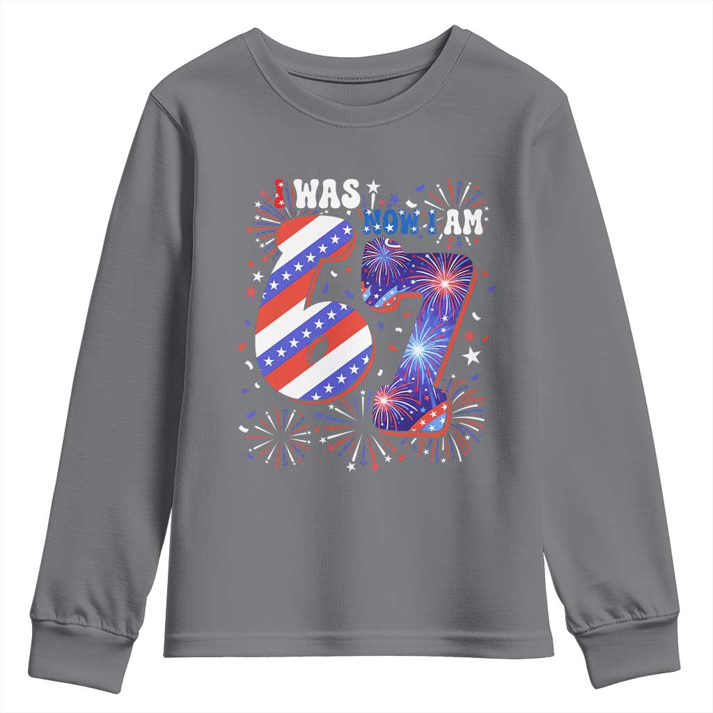 I Was Six Now I Am Seven Youth Sweatshirt Patriotic 7th Birthday Gift