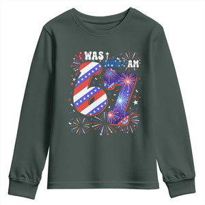 I Was Six Now I Am Seven Youth Sweatshirt Patriotic 7th Birthday Gift