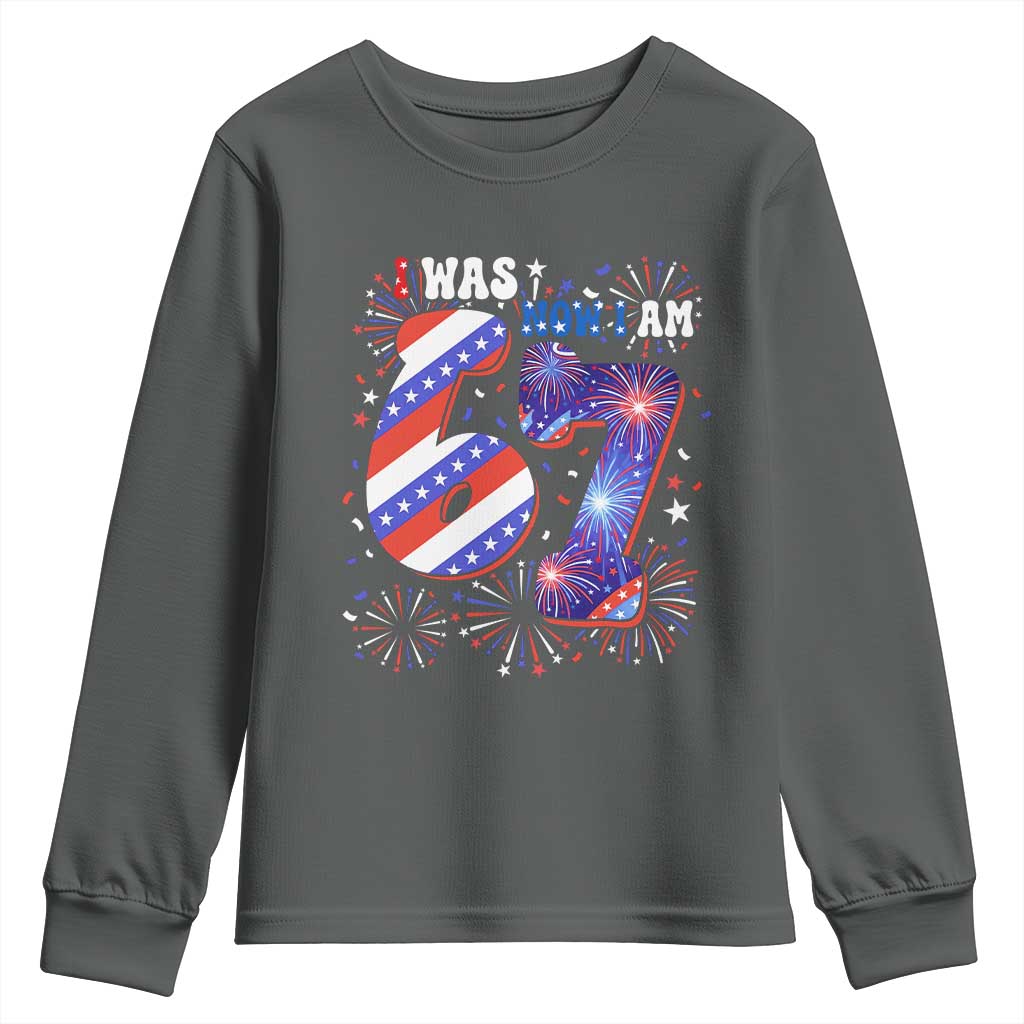 I Was Six Now I Am Seven Youth Sweatshirt Patriotic 7th Birthday Gift