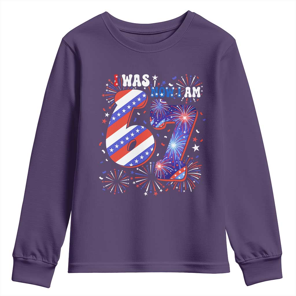 I Was Six Now I Am Seven Youth Sweatshirt Patriotic 7th Birthday Gift