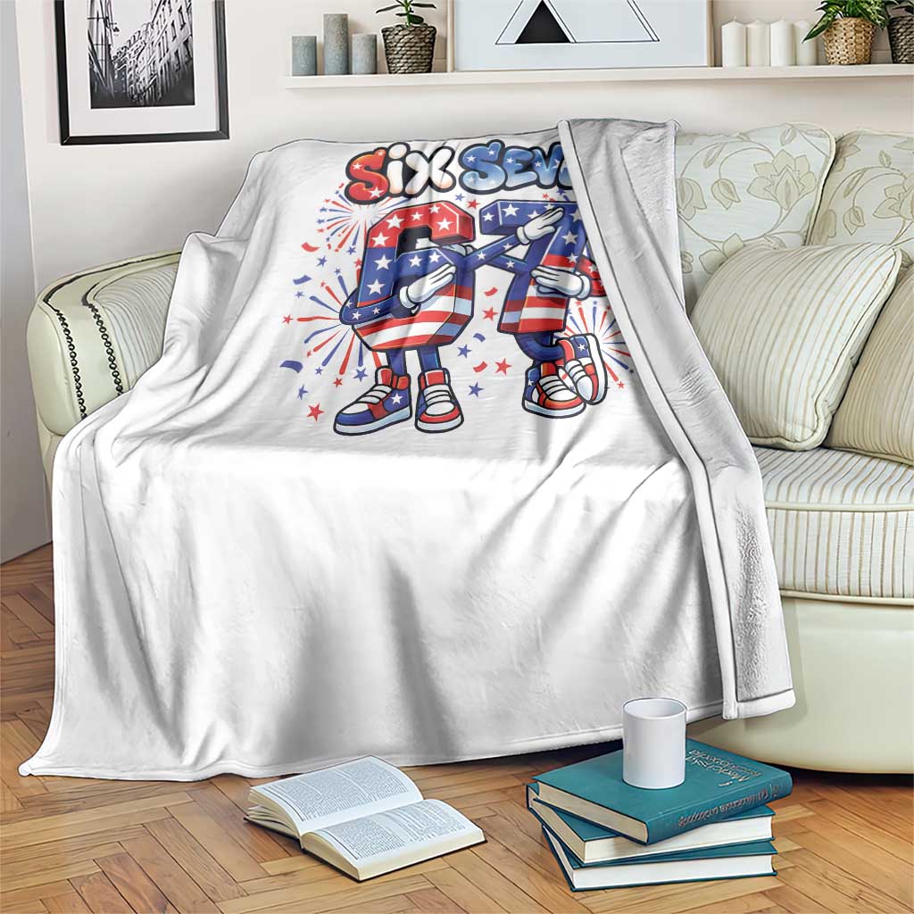 Funny Six Seven Dabbing Throw Blanket Patriotic American Pride Gift