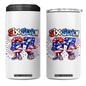 Funny Six Seven Dabbing 4 in 1 Can Cooler Tumbler Patriotic American Pride Gift