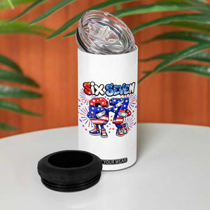 Funny Six Seven Dabbing 4 in 1 Can Cooler Tumbler Patriotic American Pride Gift