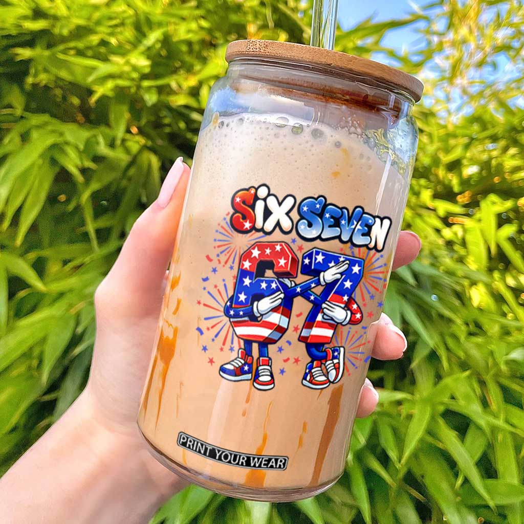 Funny Six Seven Dabbing Glass Can Patriotic American Pride Gift