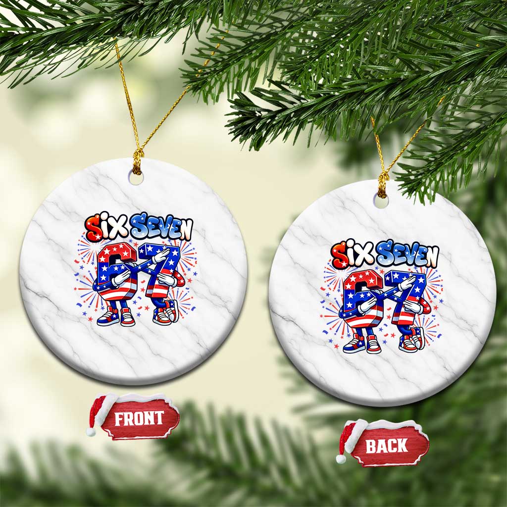 Funny Six Seven Dabbing Ceramic Ornament Patriotic American Pride Gift