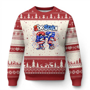 Funny Six Seven Dabbing Ugly Christmas Sweater Patriotic American Pride Gift