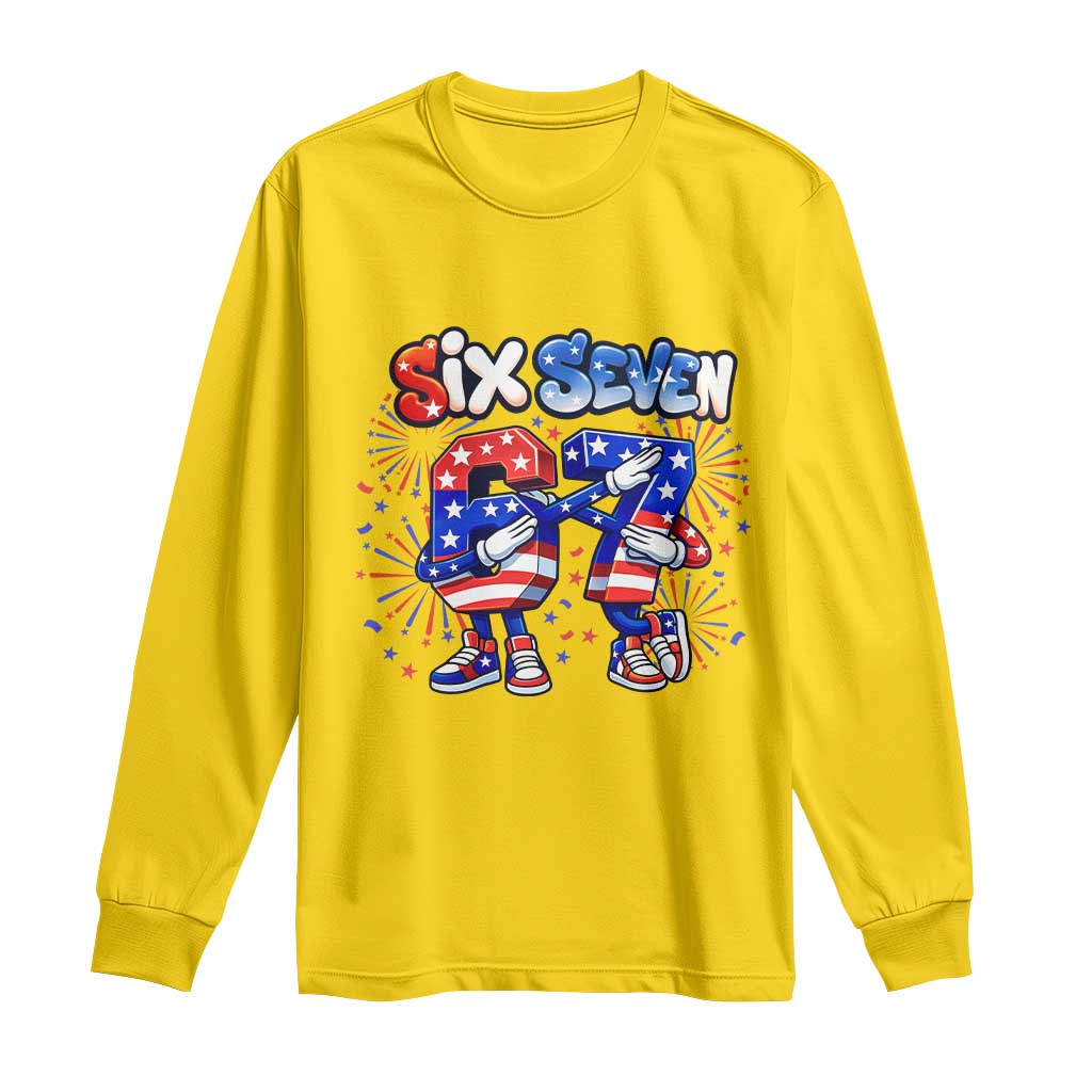 Funny Six Seven Dabbing Long Sleeve Shirt Patriotic American Pride Gift