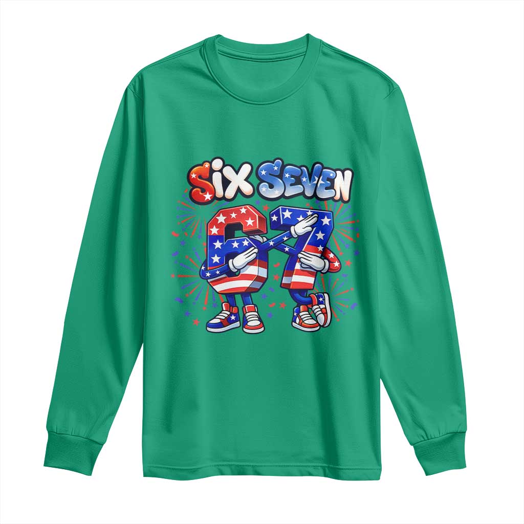 Funny Six Seven Dabbing Long Sleeve Shirt Patriotic American Pride Gift